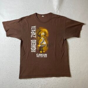 Vintage Homero Zapata Cancun Riviera Maya Mexico Simpsons Brown T-Shirt Mens L